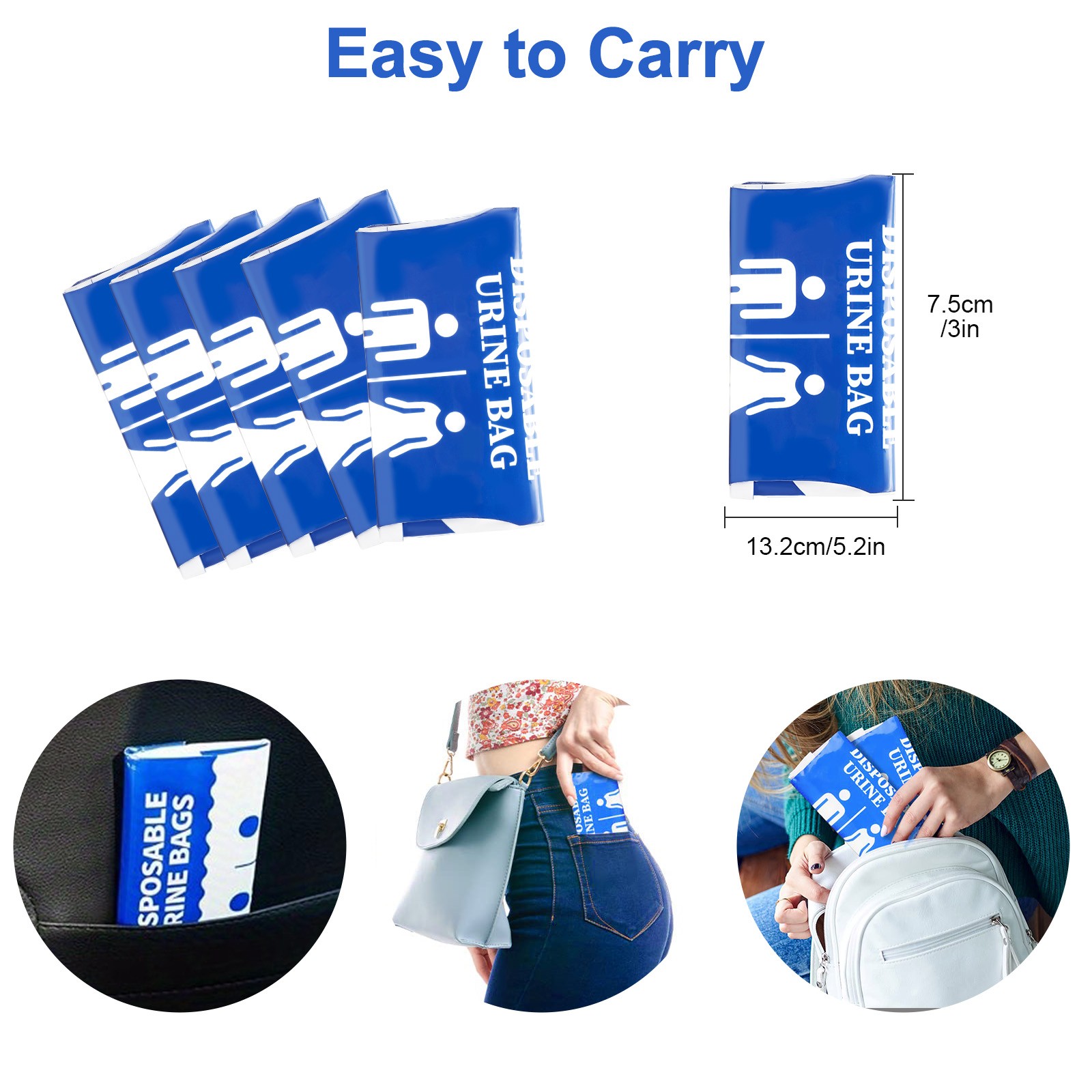 24X Disposable Urine Vomit Bag 800ML Portable Emergency Pee Traffic Trip Patient
