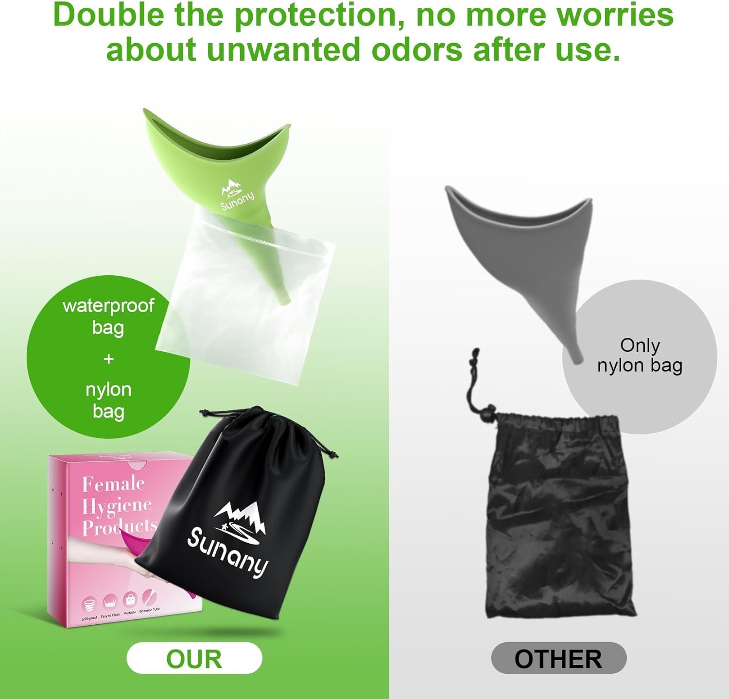 Female Urinal, Female Urinal with Silicone Funnel, Portable for Standing Fema…