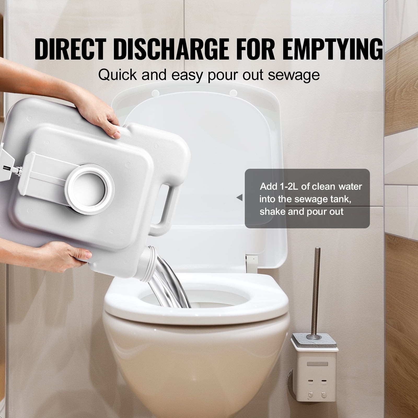 Portable Camping Toilet , 3.2 Gal Waste Tank, Pressurized Flush, Leak-Resistant