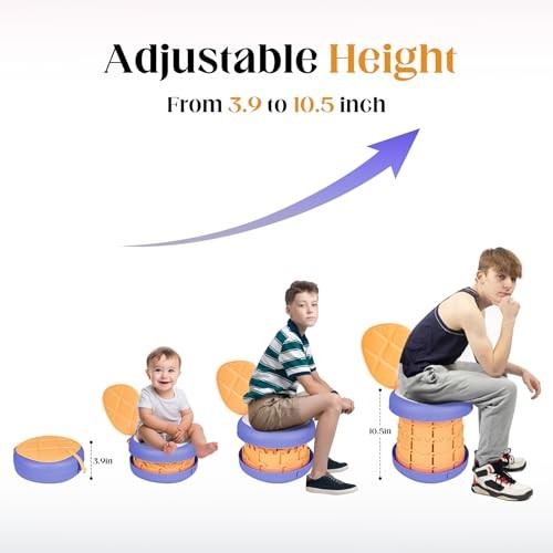 Portable Toilet Camping Foldable Potty Travel Toilet Adjustable Yellow&Purple