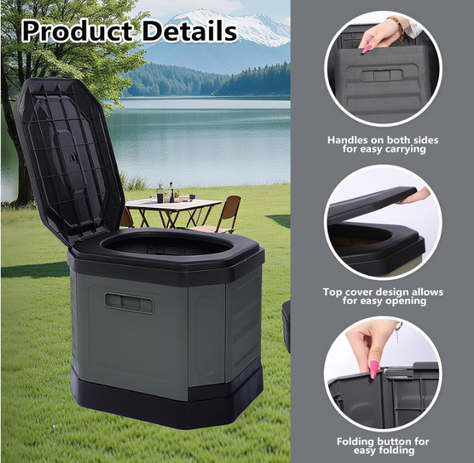 Inodoro Portátil Camping Plegable con Tapa para Adultos y Niños Viaje RV