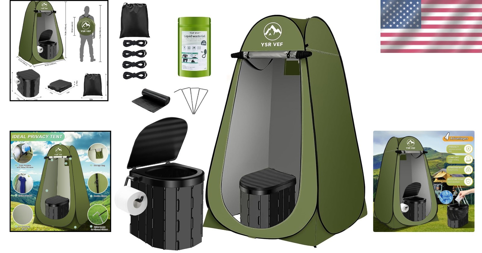 Outdoor Toilet Tent with Privacy Layer