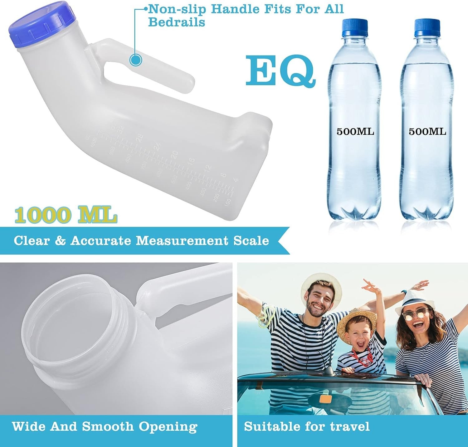 Unisex Urinal, Portable Pee Bottle with a Sealed Lid and Funnel for Elderly P…