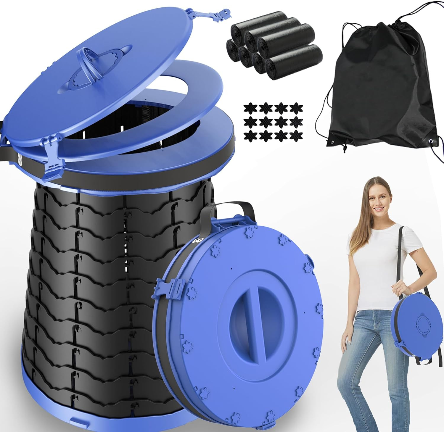 XXL Portable Toilet for Camping,880Lbs Capacity,19.7″ H Adjustable Outdoor Toile