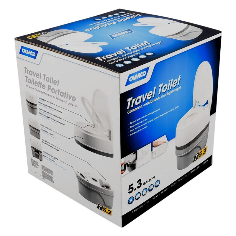 Camco 41545 White Plastic Travel Toilet 5.3 gal