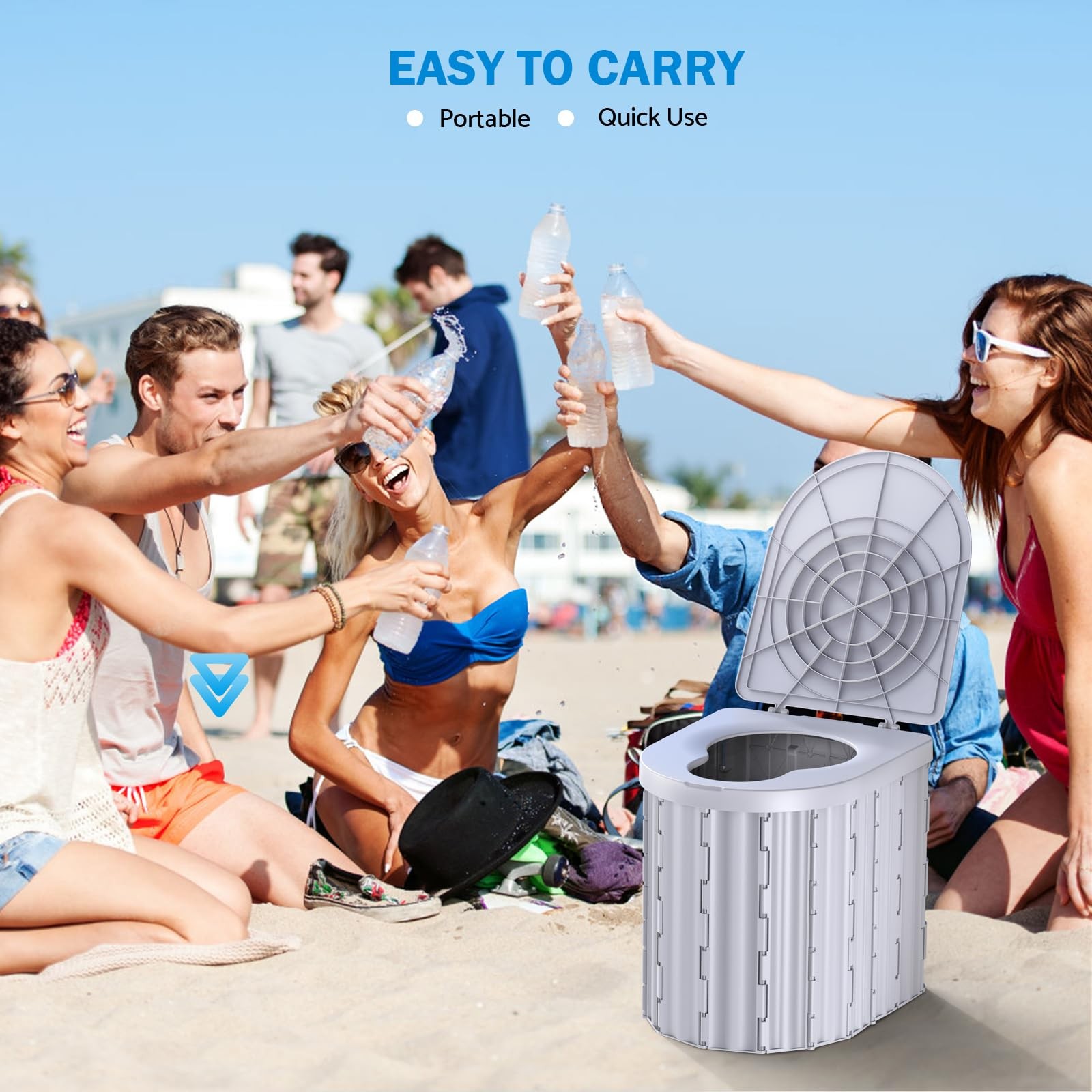 Portable Camping Toilet 15 Inch Adult Potty Heavy Duty 450 Lbs RV