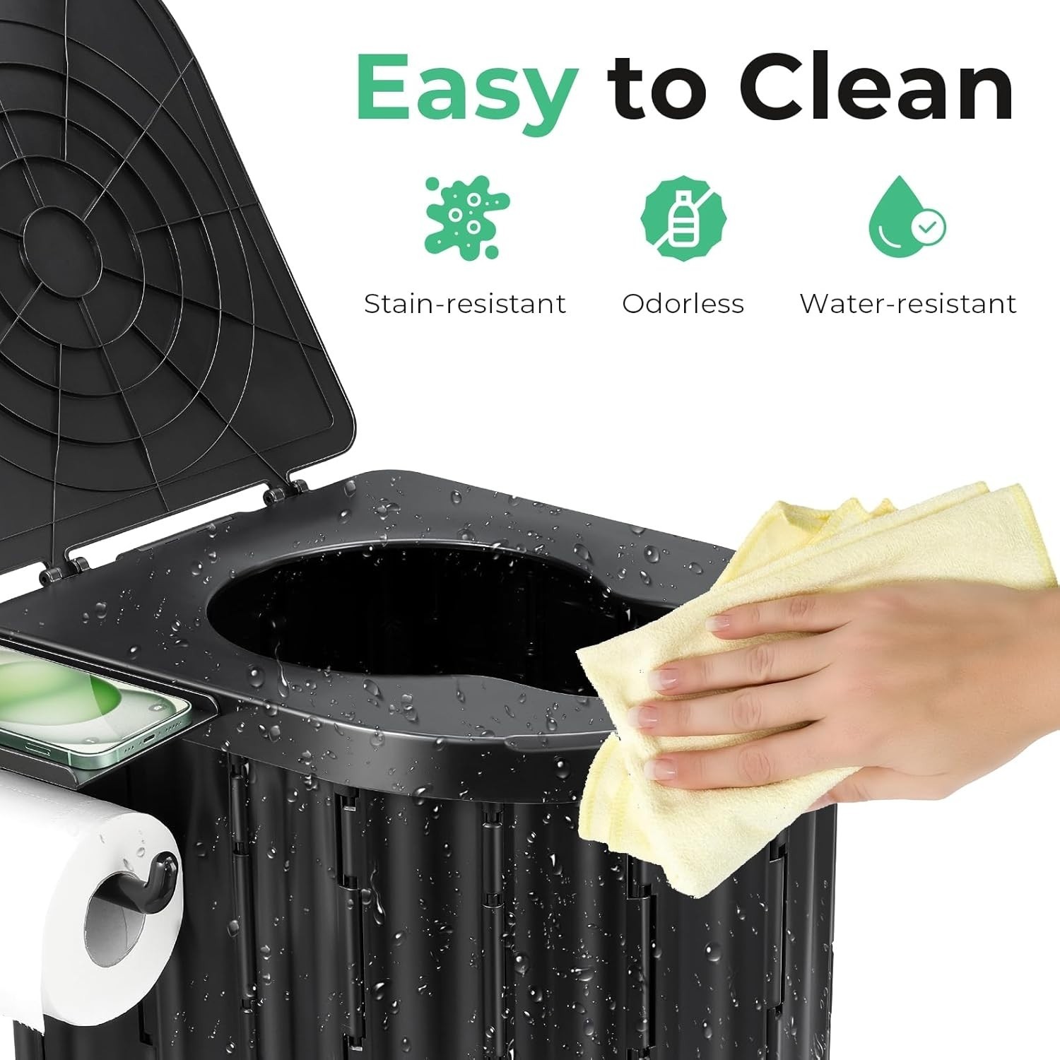 Inodoro Portátil Para Acampar, Inodoro Plegable Para Adultos Con Tapa, Negro NEW