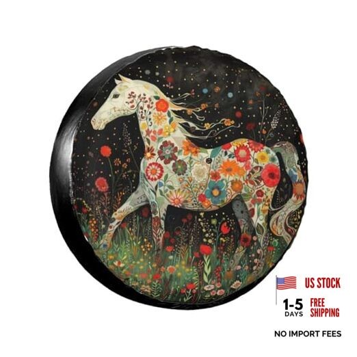 Spare Tire Cover for Rv SUV Trailer Camper- 15 inch Scandinavian Horse