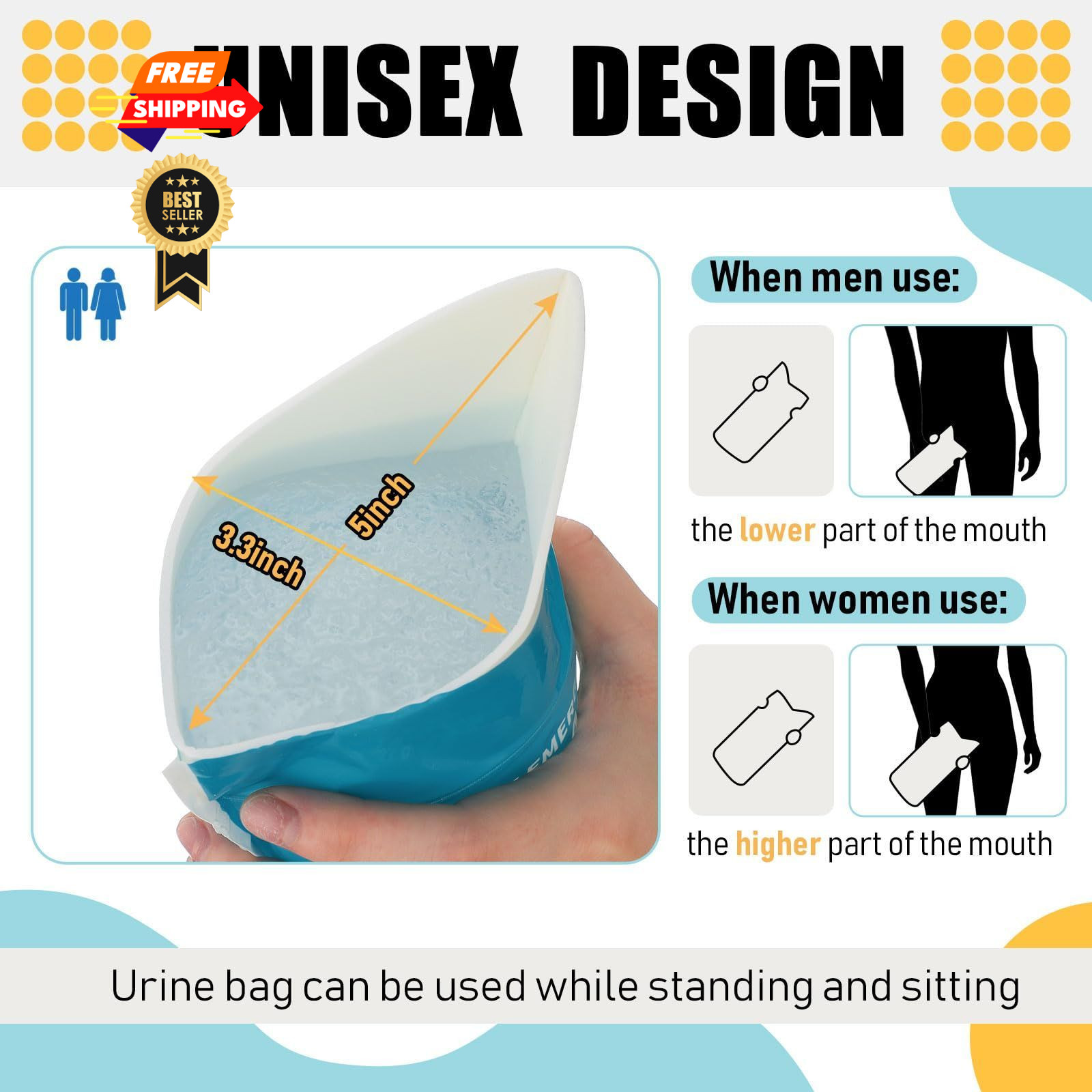 Nuogo 100 Pcs Disposable Urine Bag 800cc Portable Emergency Pee Bags 800 CC