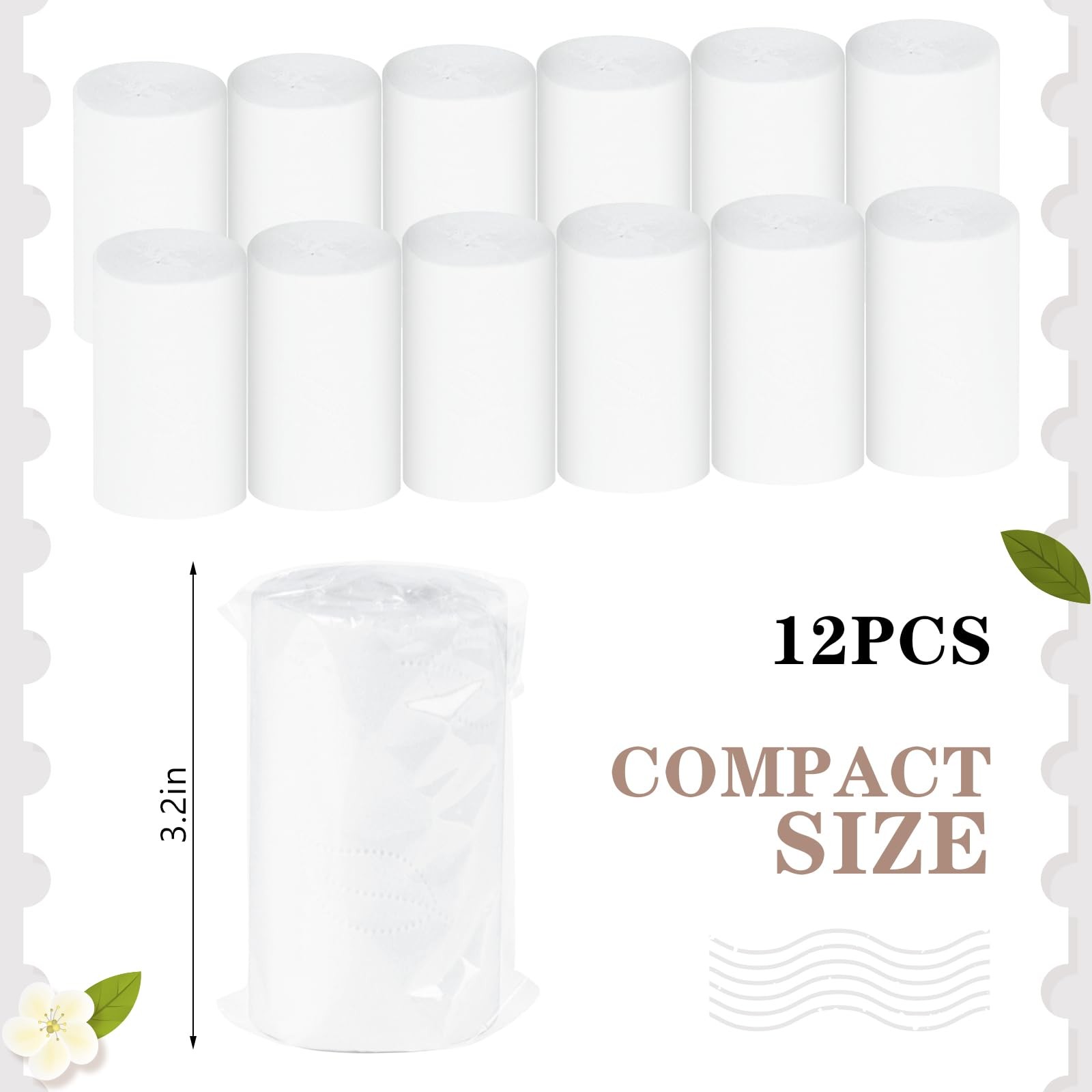 12 Packs Packable Camp Toilet Tissue Soft Travel Toilet Paper – Coreless Trav…