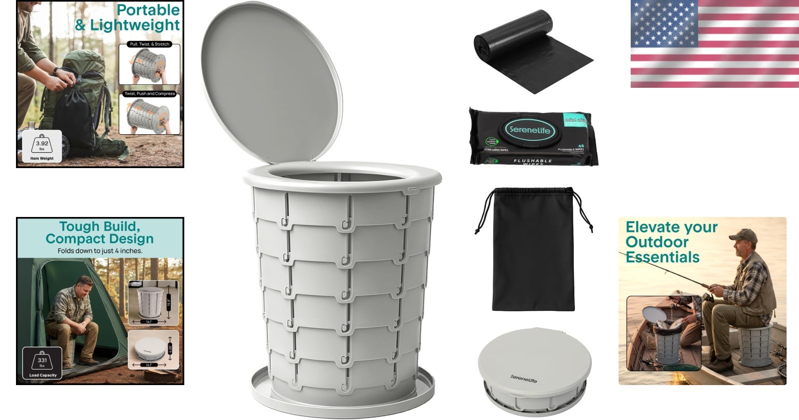 Heavy-Duty Portable Toilet Seat, 331 lbs Capacity