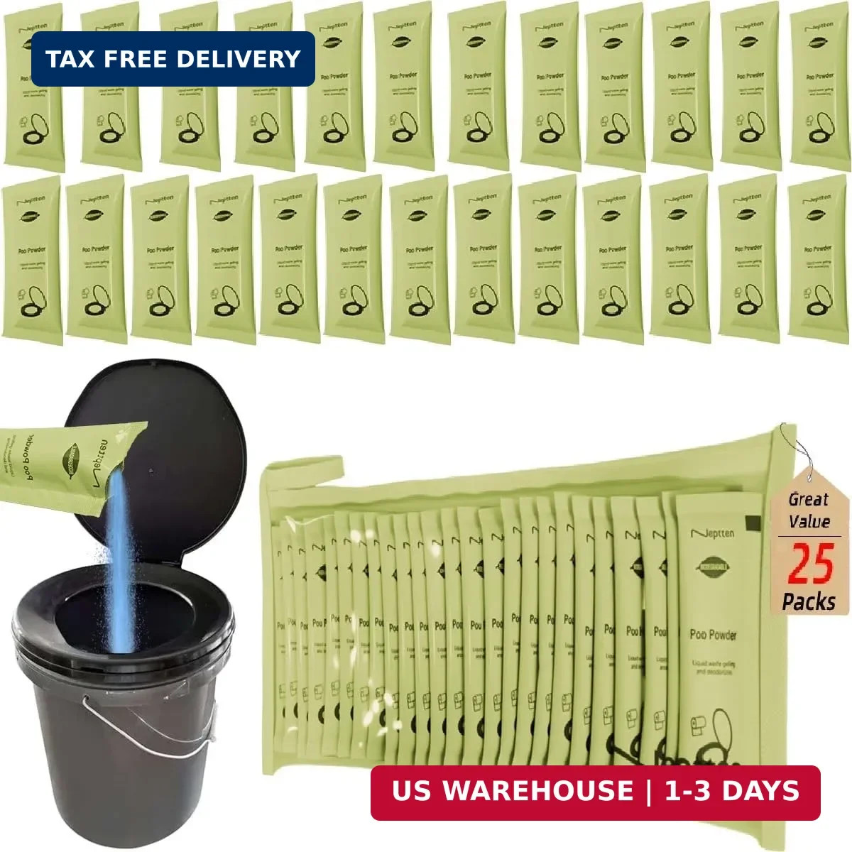 Portable Toilet Powder, Odor Neutralizing Gel for Camping Porta Potty