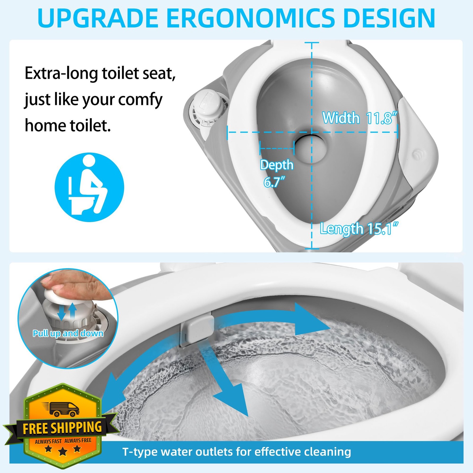 YITAHOME Portable Toilet 5.8 Gal Diagonal Bag Sprayer