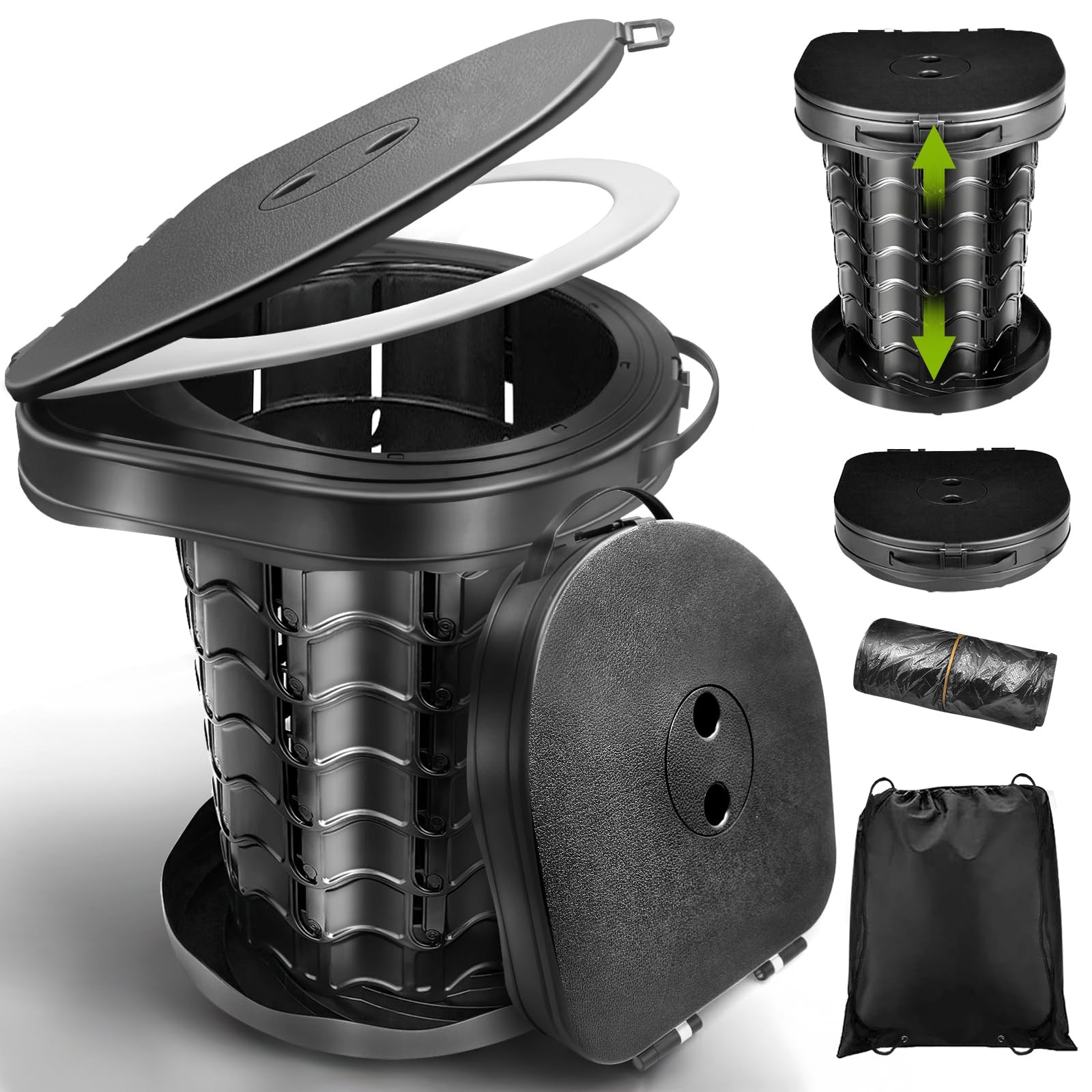 Camping Toilet Foldable with Toilet Bag, Camping Toilet with Lid, Mobile To…
