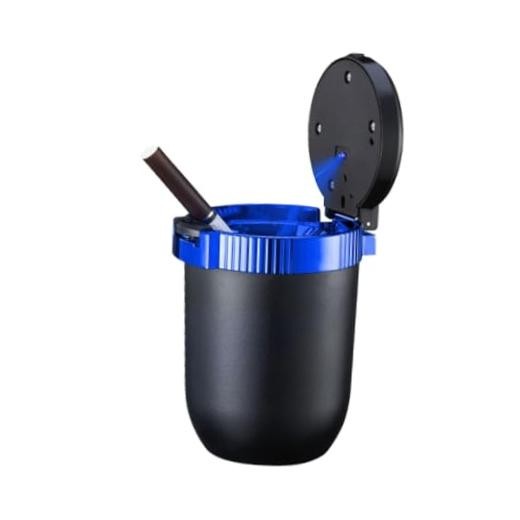 Car Ashtray with Lid Smell Proof, Detachable Stainless Smokeless Ash Tray Blue
