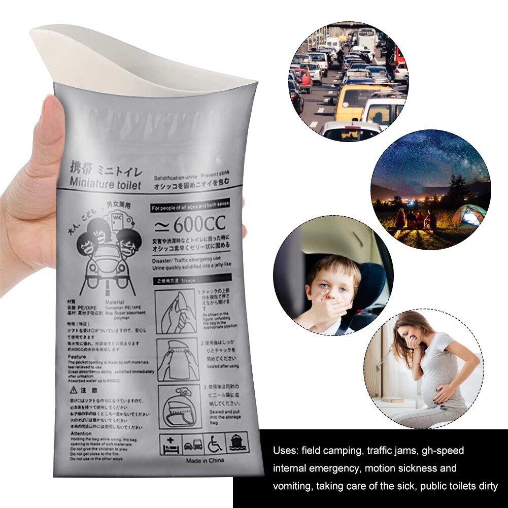 100-8PC Outdoor Emergency Urine Bags 600ml Disposable Mobile Toilet Portable Bag