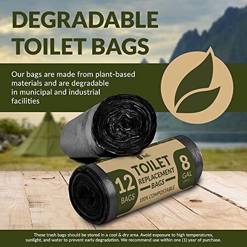 Portable Camping Toilet Bags, 8 Gallon Biodegradable Toilet Waste Bag