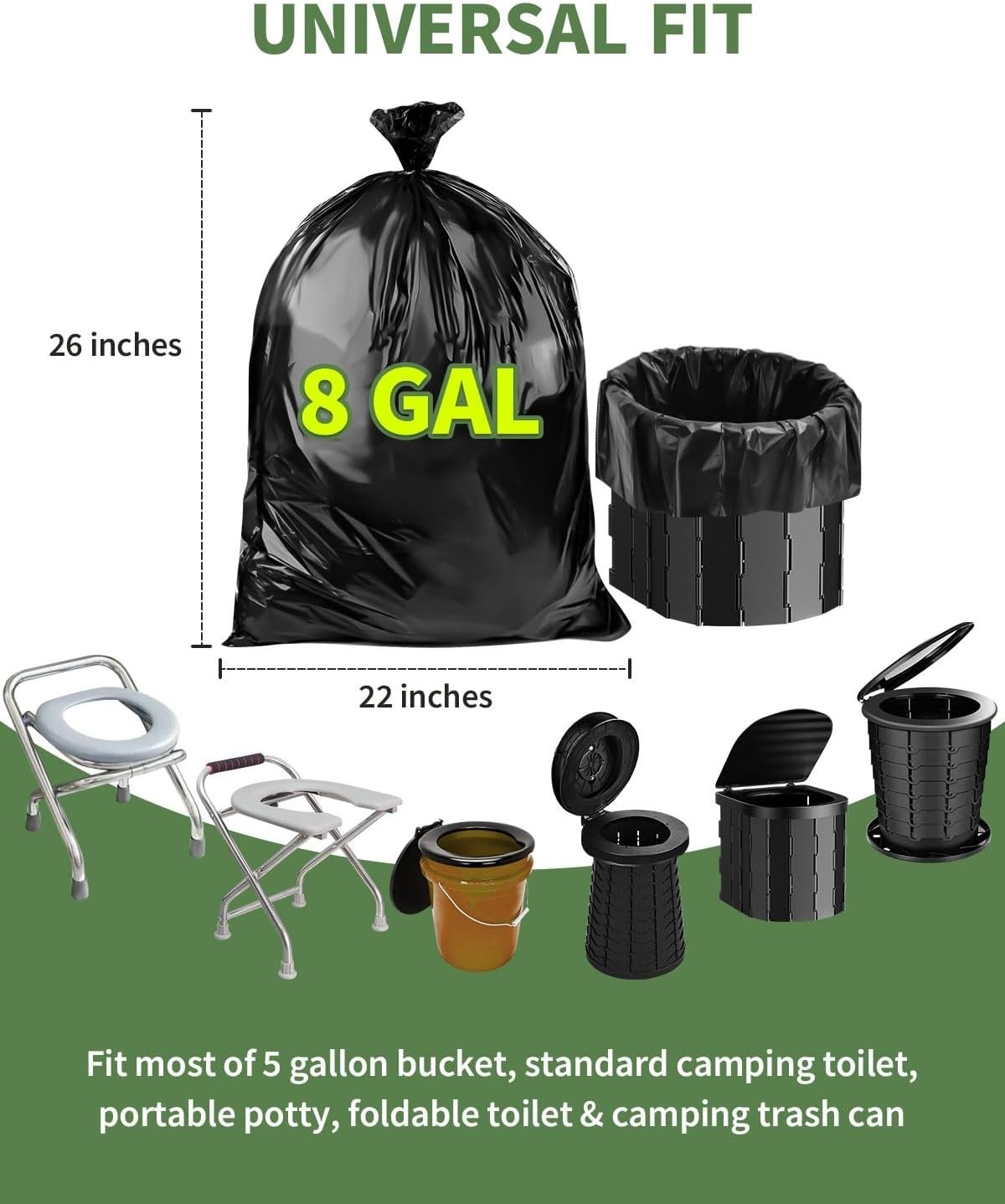 25 Portable Toilet Bags, Thick Biodegradable Camping Toilet Bags for Portable Po