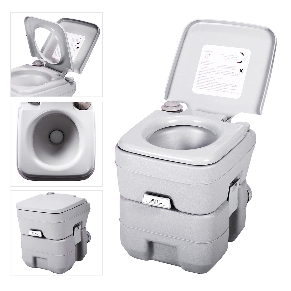 5 Gallon 20L Portable Toilet Flush Travel Camping Outdoor/Indoor Commode Potty
