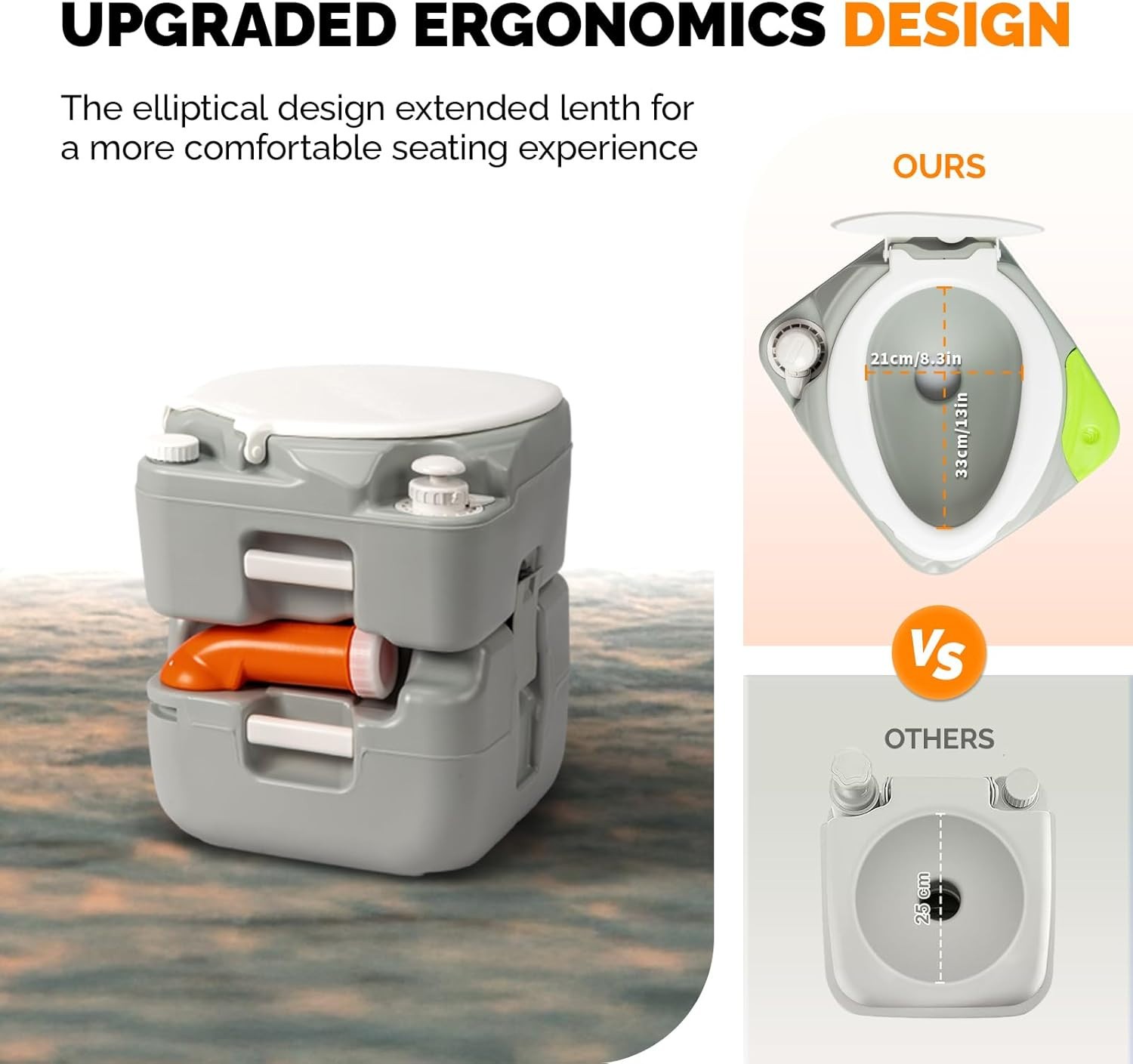 Portable 5.8 Gal Camping Toilet w/Hand Spray&Large Capacity Tank US STOCK