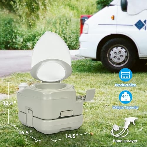 Portable Toilet Camping Porta Potty 2.64 Gal Extended Diagonal Seat+Sprayer