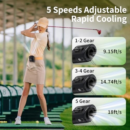 Socool Portable Waist Fan Clip on Wearable Belt Personal Fan 10000mAh Black