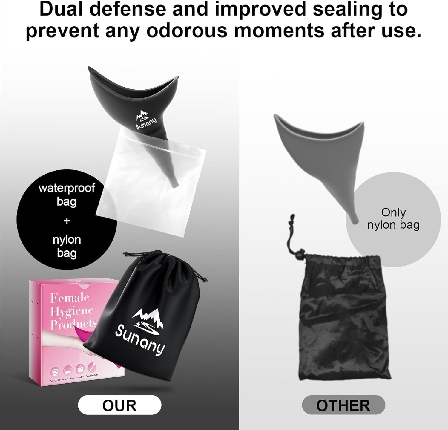 Reusable Silicone Female Urination Device Pee Funnel for Women Black