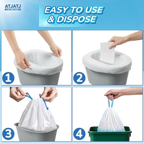 60 Packs Commode Liners With 60 Absorbent Pads, Leak-Proof Disposable Toilet