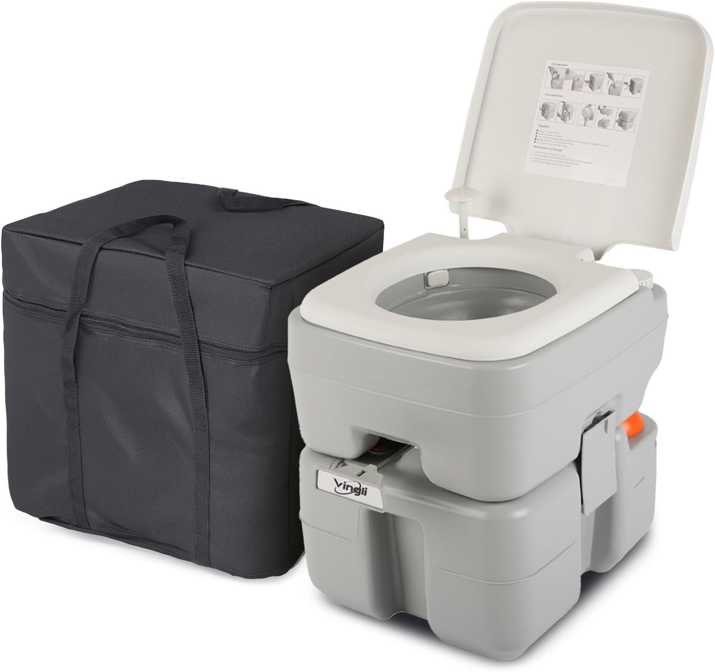 Portable 5.3 Gallon Camping Toilet w/Carrying Bag&Large Capacity Tank US STOCK
