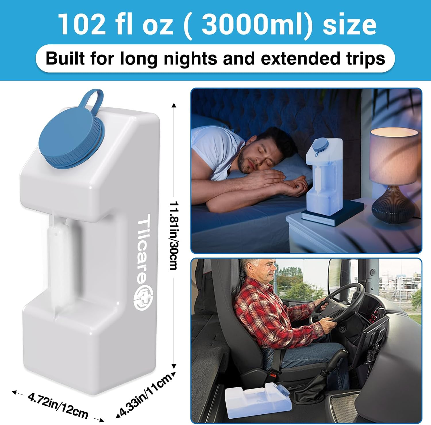 Portable Urinals for Men Spill Proof Nighttime Glow in the Dark Lid- 3000 Ml/101
