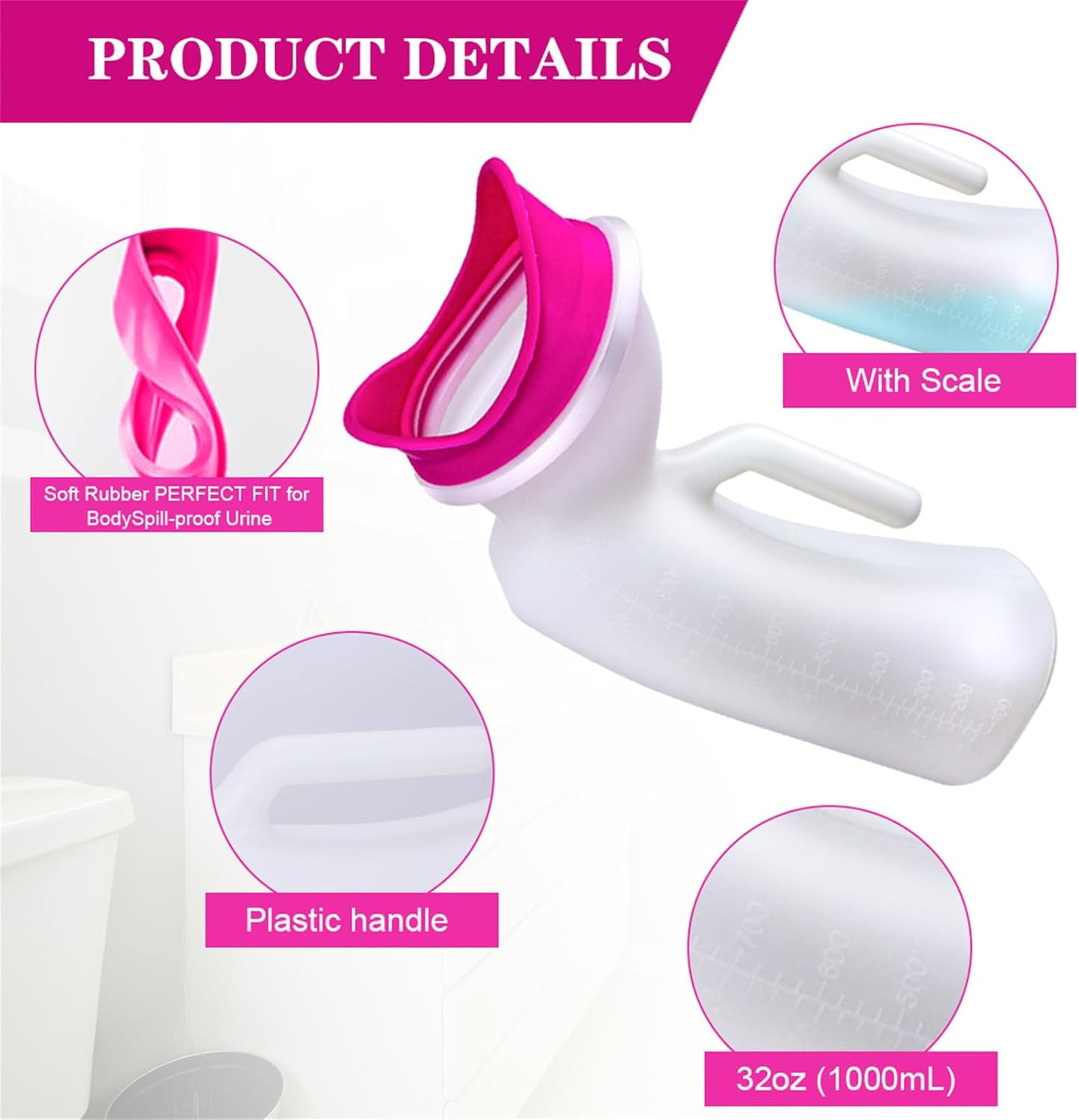 Urinals for Women and Men Portable Unisex Urinal Bottle 1000Ml Female Urination