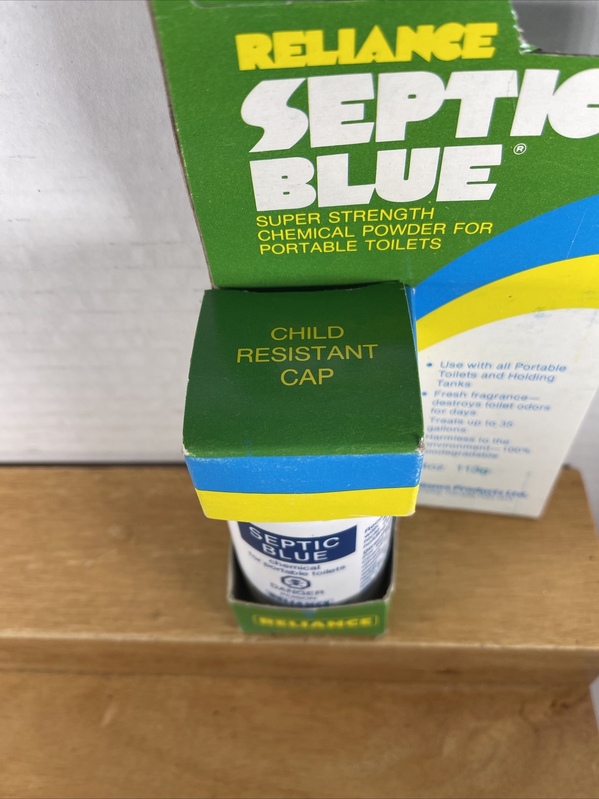 VINTAGE NEW OLD STOCK Reliance Septic Blue 4oz Portable Toilet Deodorant