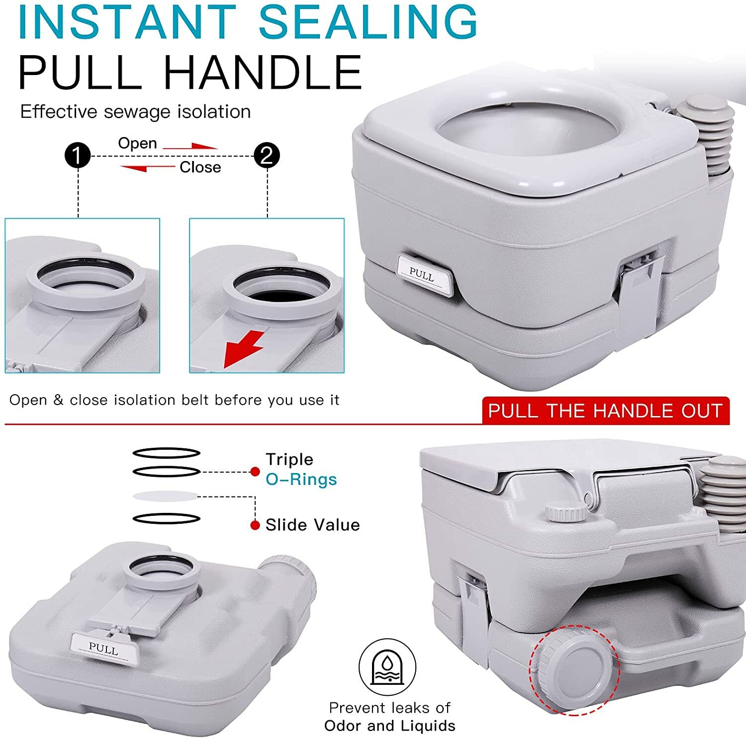 2.6 Gallon Portable Toilet Flush Commode Potty Outdoor Indoor Travel Camping