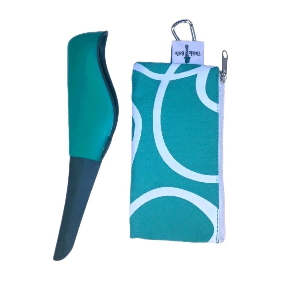The Tinkle Belle Portable Female Urination Device, Teal and Grey with Case