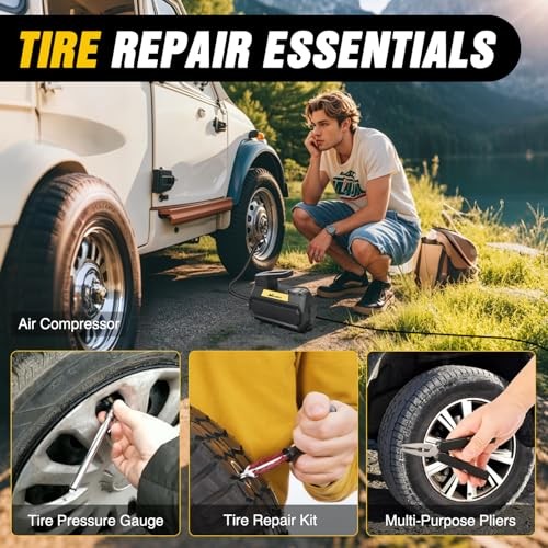 Car Emergency Kit with Jumper Essential Kit+Digi Air Compressor+Tire Fuse kit