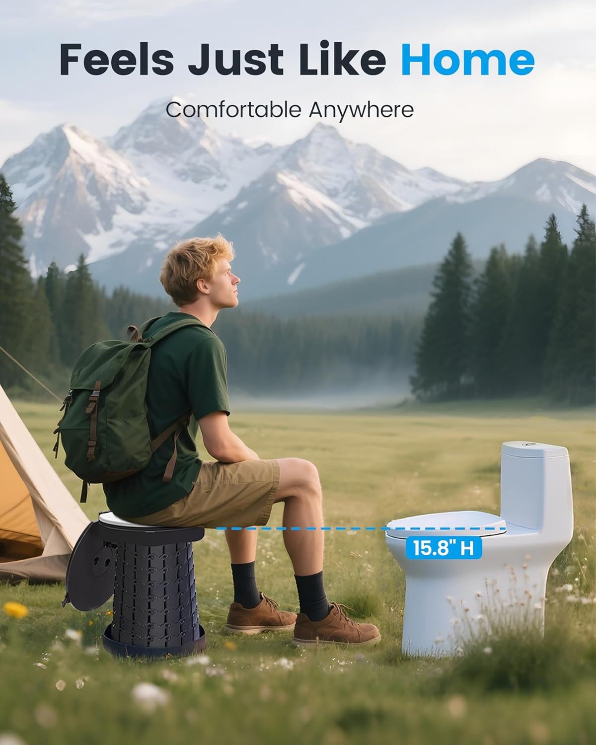 2025 New Upgrade Retractable Portable Toilet with Toilet Bags 2 Rolls *20 Bags