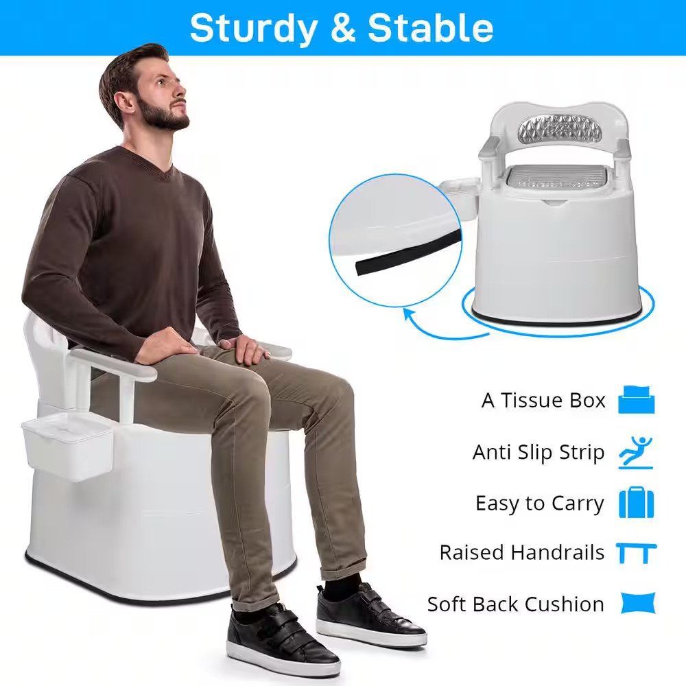 Large Portable Toilet, Commode with 5 Gallon Bucket Inner, Lightweight Camping R