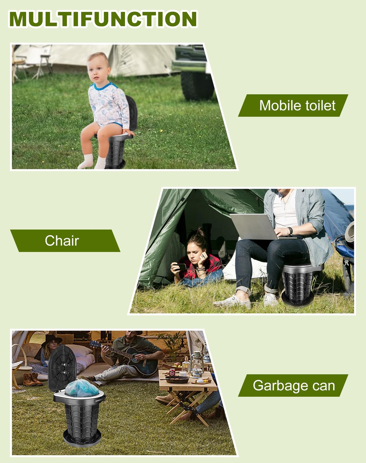 Camping Toilet Foldable with Toilet Bag, Camping Toilet with Lid, Mobile To…