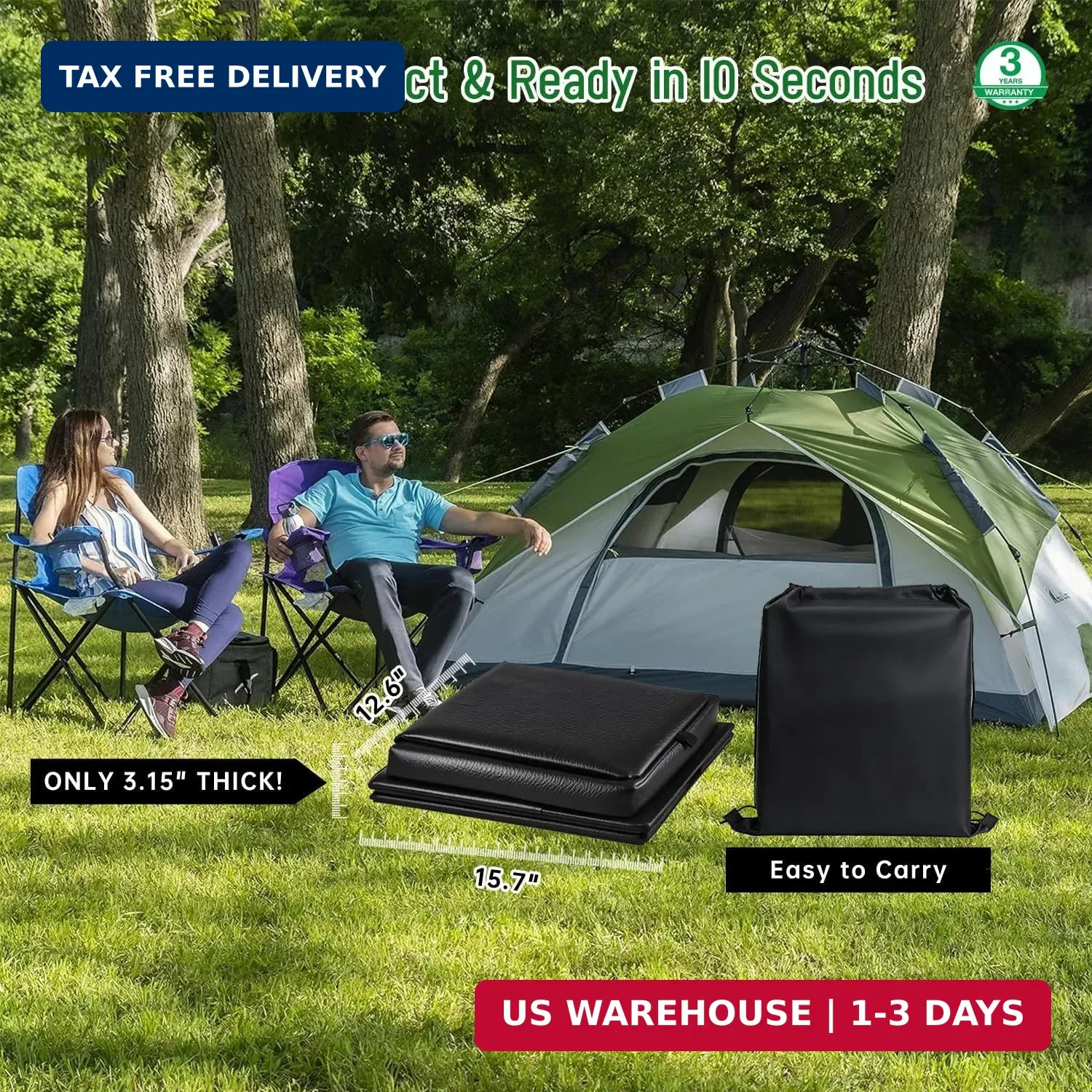 Panmout 16.5″ XL Portable Toilet for Camping, Foldable Travel Toilet for Adults