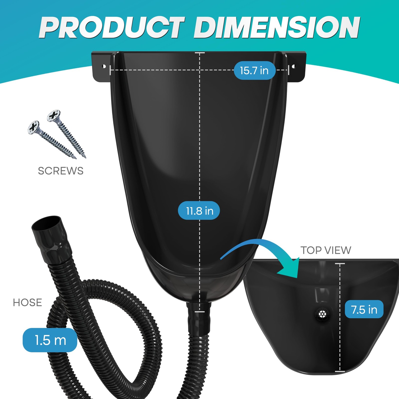 Waterless Urinal with Hose Black – UV Resistant Outside Urinal, Outdoor Plast…