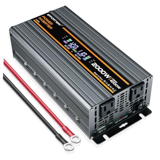 2000W Power Inverter 4000W (Peak). 12V DC to 110V/120V AC Converter 2000w-12v