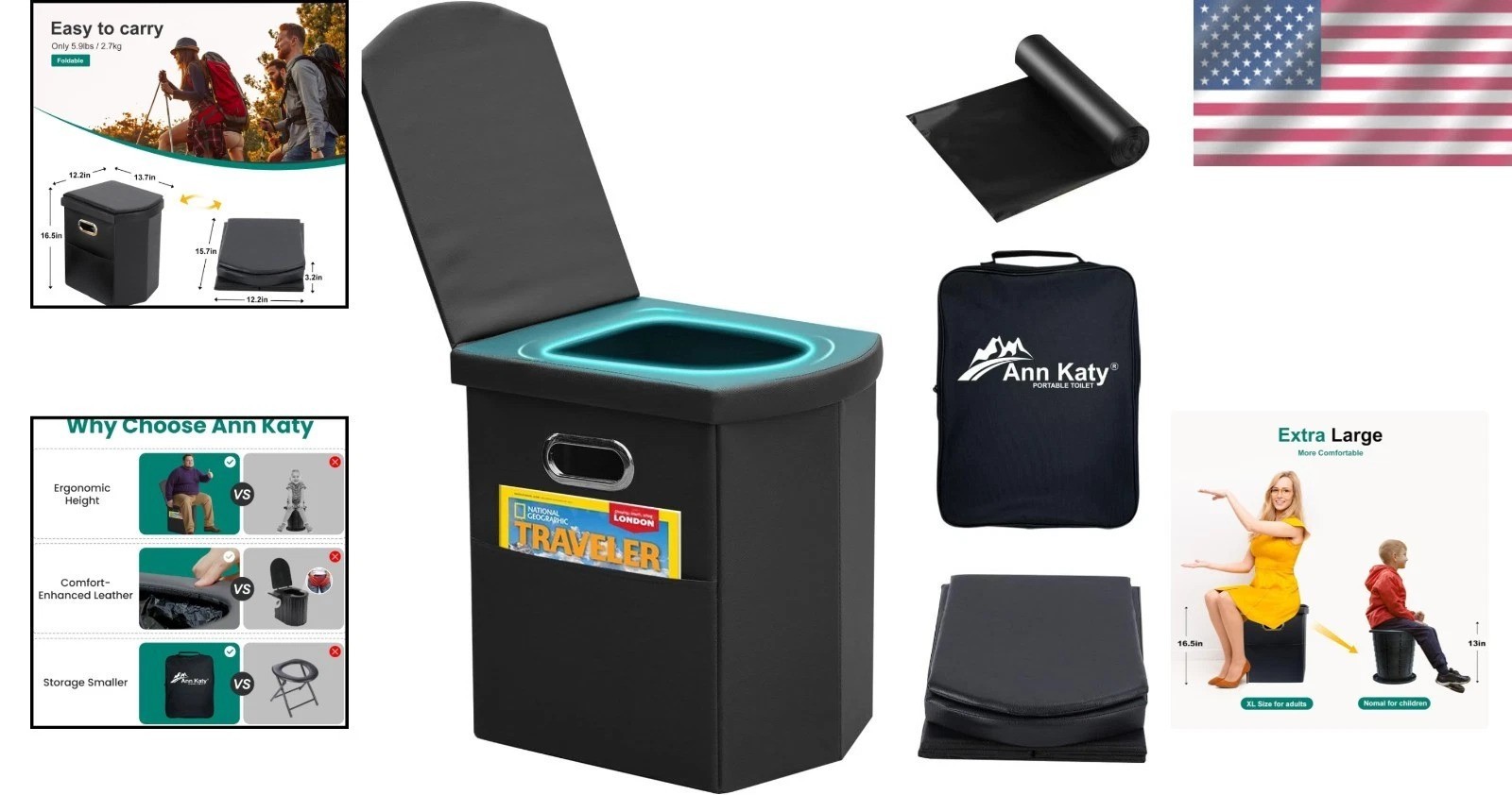 Multi-Functional Comfortable Portable Toilet for Cars, Camping, and Hiking
