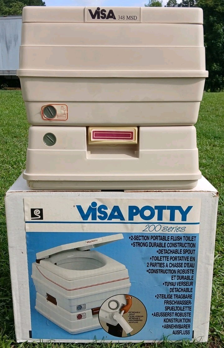 Visa Potty 248 – 200 Series Portable Toilet – 4 Gallons w/ Box – Defect READ