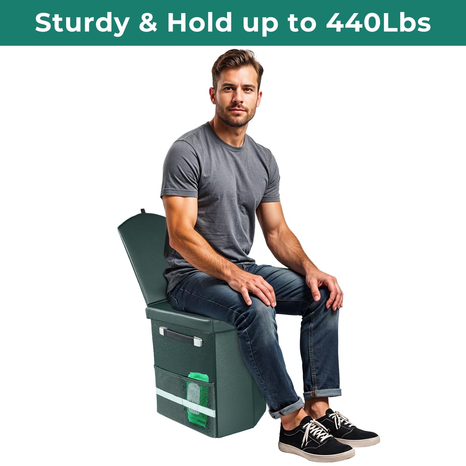 Upgraded XL Portable Toilet for Adults, Tall Camping Potty with Lid & Carry Bag