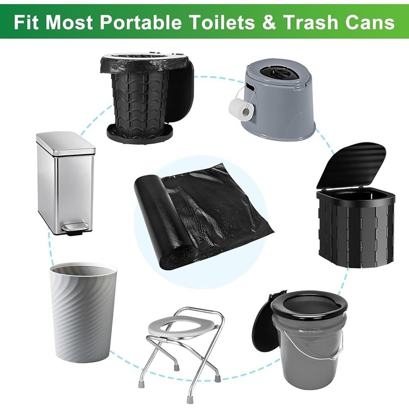 100 Portable Toilet Bags Heavy Duty Biodegradable Leak Proof Camp Waste Disposal