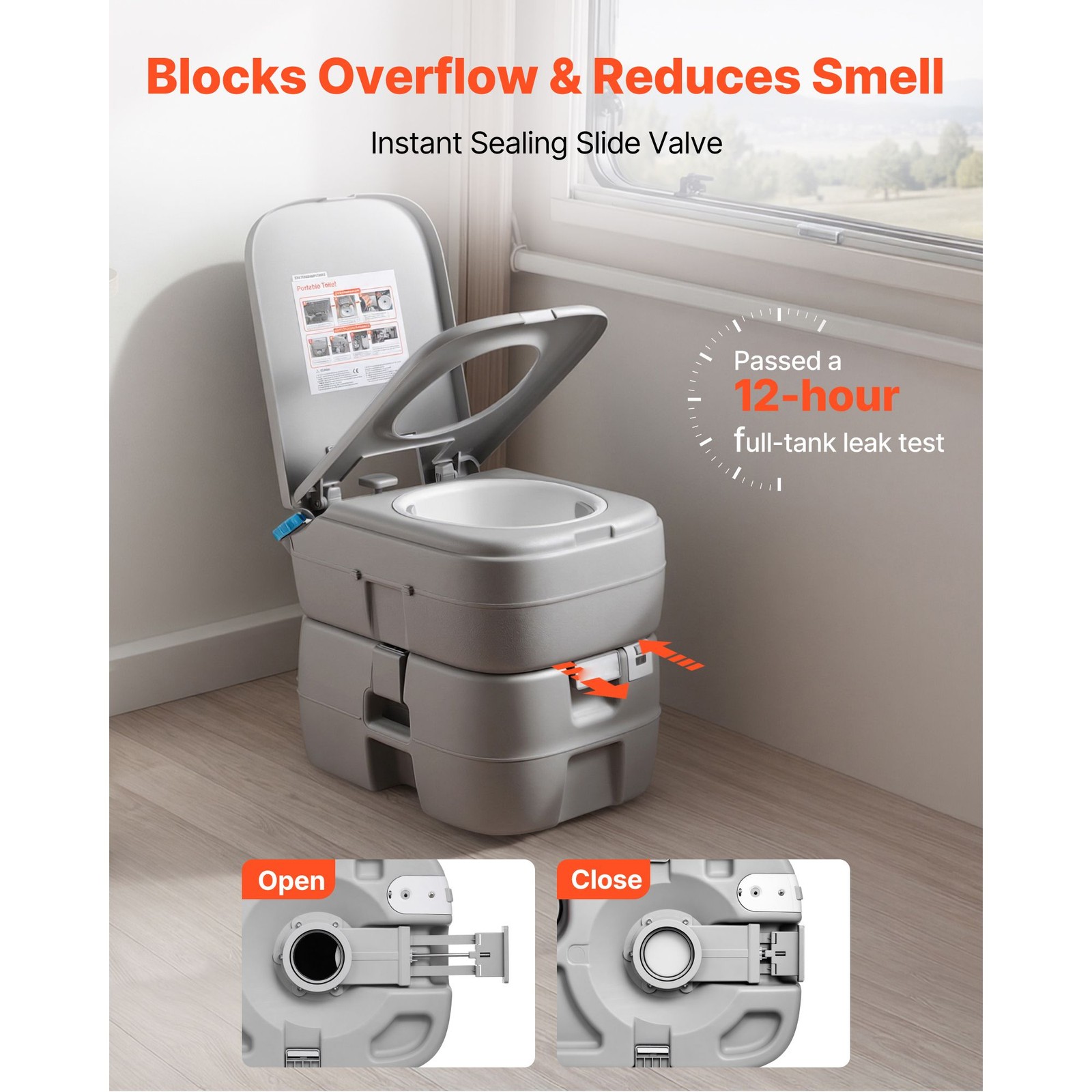 Portable Toilet 7.9 Gallon Detachable Waste Tank 200 Flushes Camping RV Travel