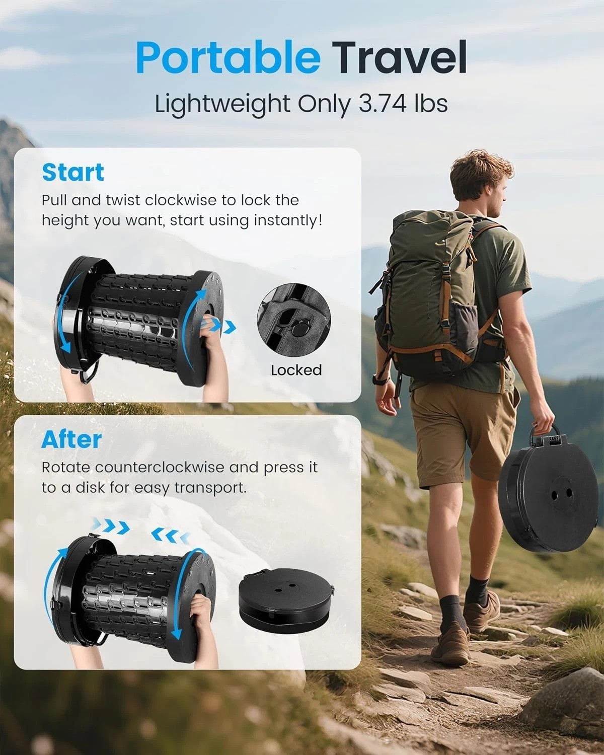 Comfortable Foldable Camping Toilet – Charcoal Black with User-Friendly Features