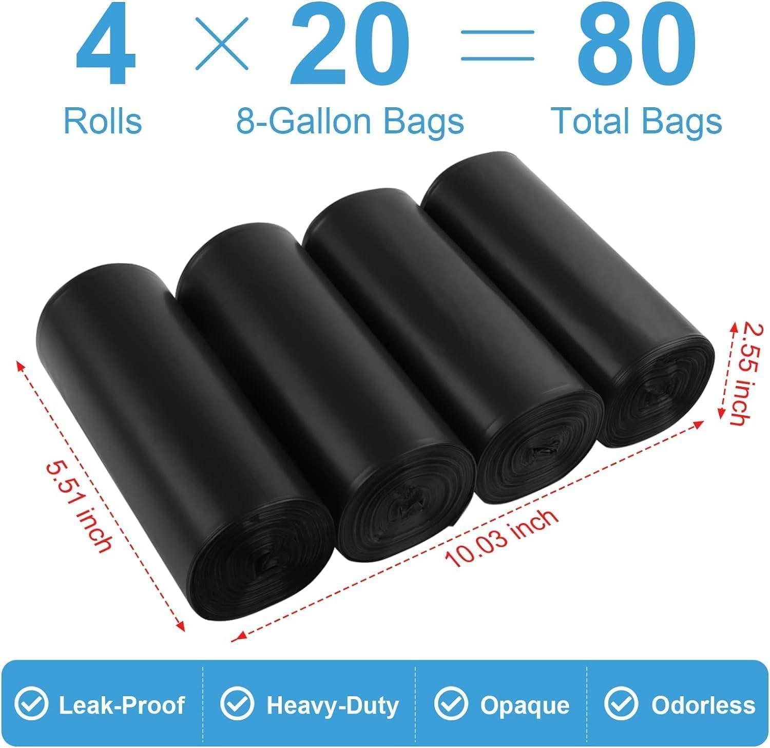 80 Portable Camping Toilet Bags, Biodegradable Porta Potty Bucket Toilet Bags, 8