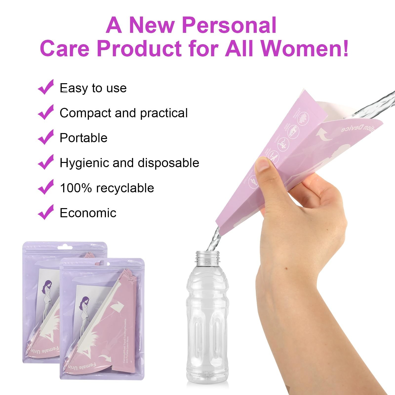 40pcs Pee Funnel for Women Disposable Female Urination Device, Womens Urinal …