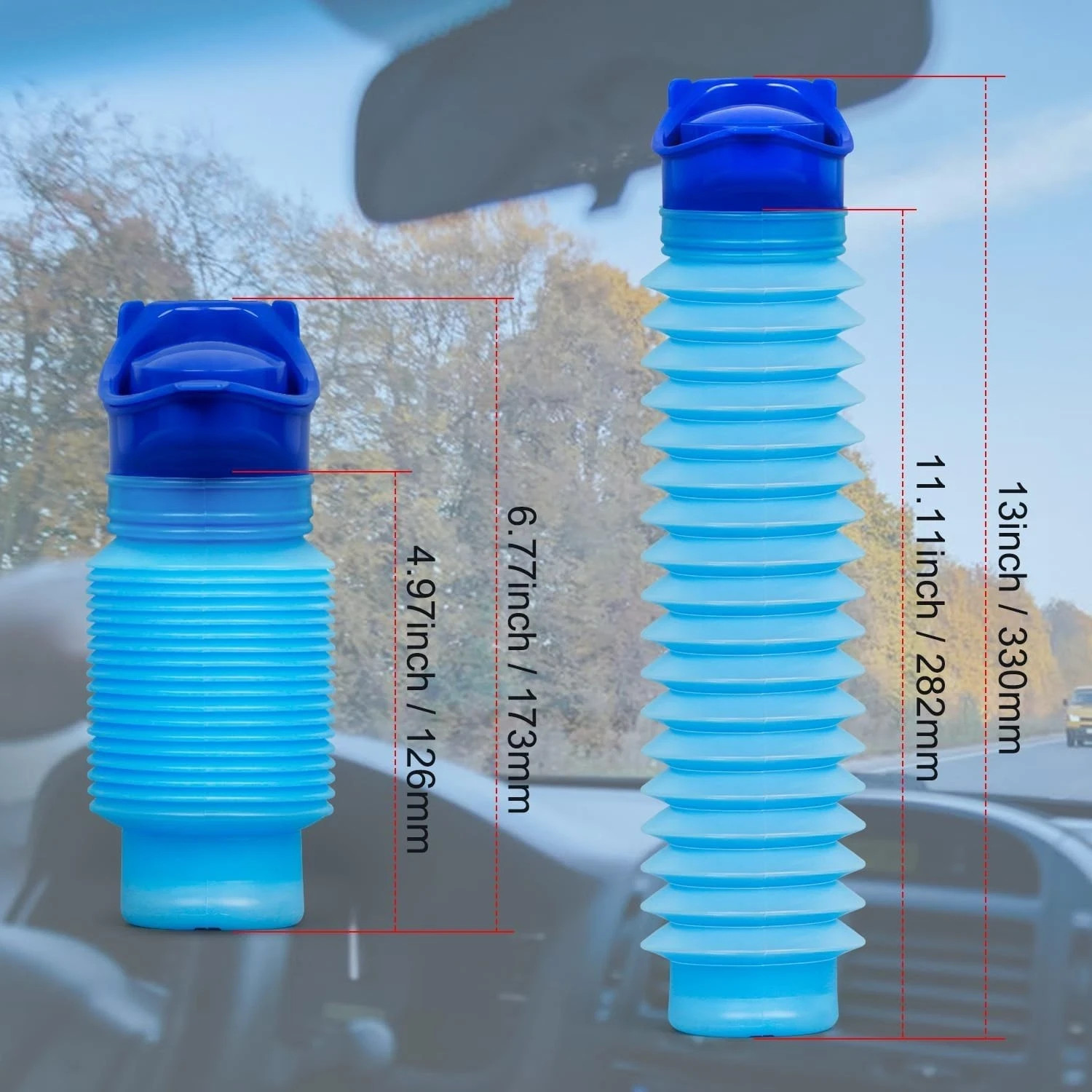 Portable Urinal Bottle 2 Pack 750ml Leakproof Car Travel Pee Bottle Blue Black